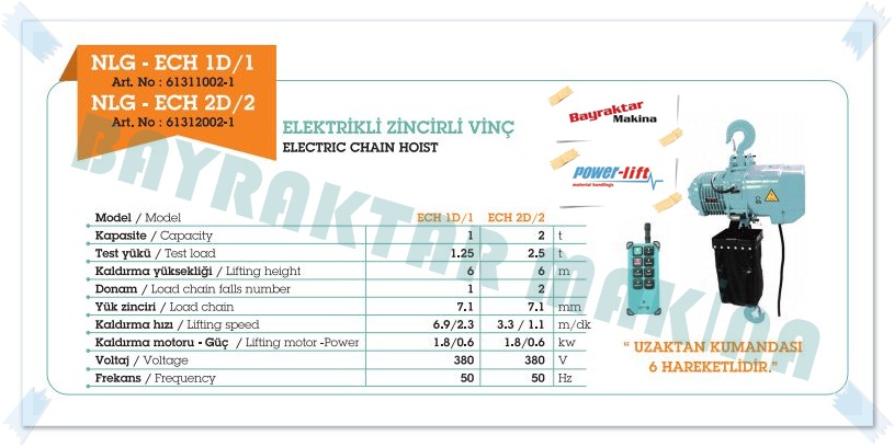 Halatlı Vinç ÇİFT HIZLI ZİNCİRLİ VİNÇLER