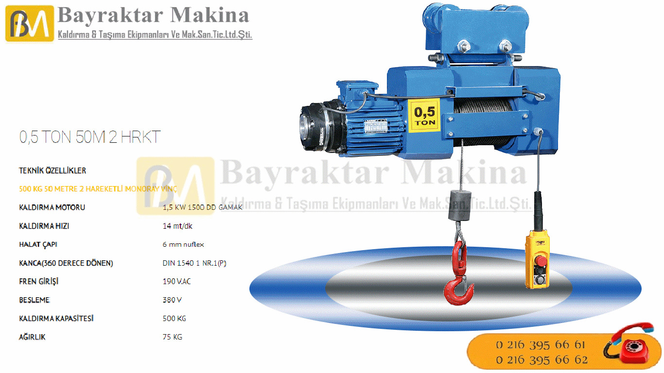 Halatlı Vinç 500 KG HALATLI VİNÇ