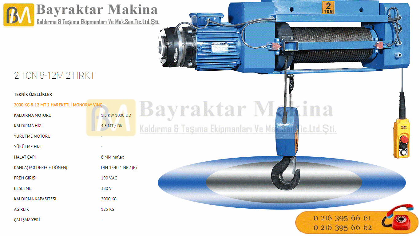 Halatlı Vinç 2 TON SABİT HALATLI VİNÇ